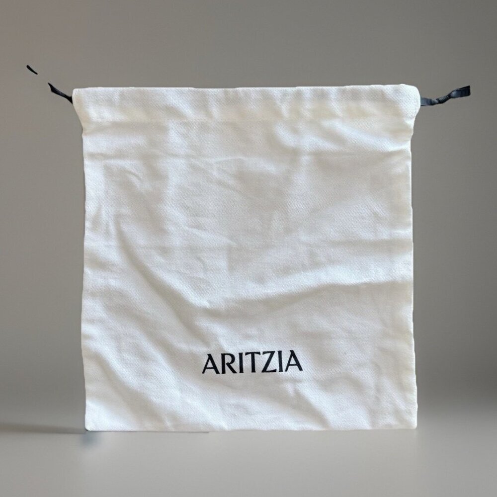 Aritzia Dust Bag 9.5”x10” White And Black Designer Minimalist Purse Care